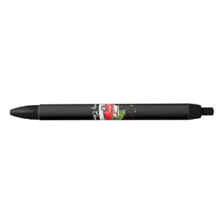 Vintage Merry Christmas Red Truck Santa Tree Famil Black Ink Pen