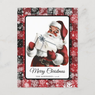 Vintage Merry Christmas Retro Santa Claus Postcard