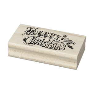 Vintage Merry Christmas Rubber Art Stamp