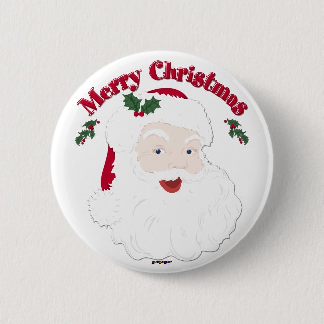 Vintage Merry Christmas Santa 2 Inch Round Button (Front)