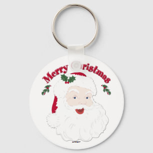 Vintage Merry Christmas Santa Keychain