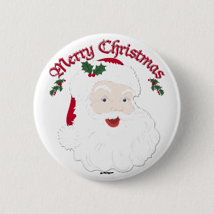 Vintage Merry Christmas Santa - script 2 Inch Round Button