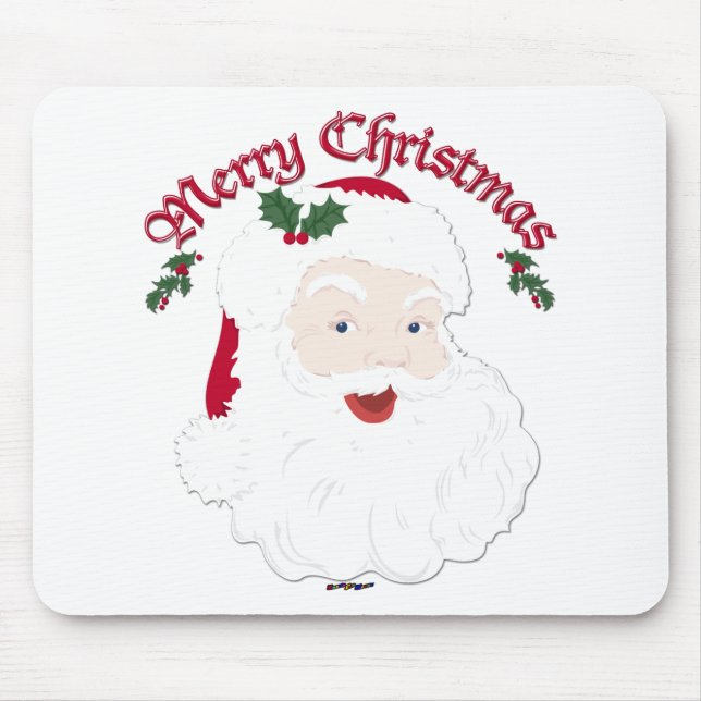 Vintage Merry Christmas Santa - script Mouse Pad (Front)