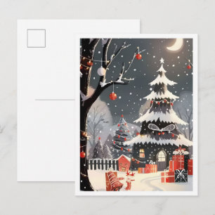 Vintage Merry Christmas Snow Postcard