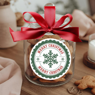 Vintage Merry Christmas Snowflake Round Holiday  Classic Round Sticker