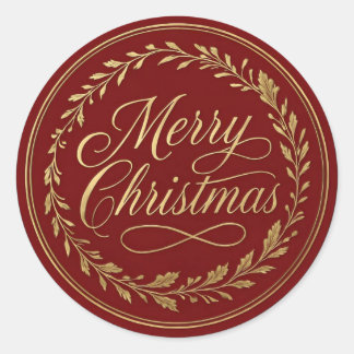 Vintage Merry Christmas Stickers | Elegant Gold