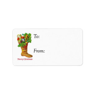 Vintage Merry Christmas Stocking Gift Tag