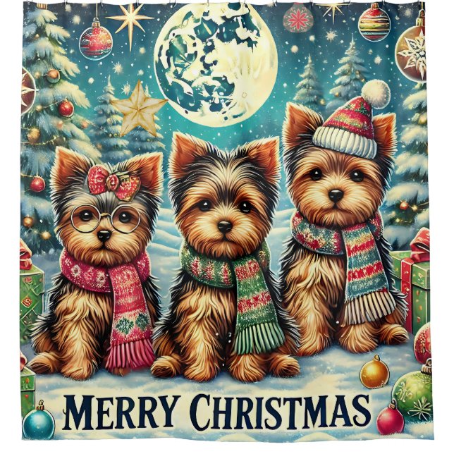 Vintage Merry Christmas Terrier Yorskhire Yorkie  (Front)