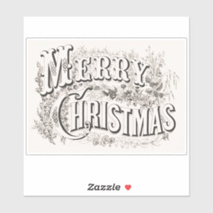 VINTAGE MERRY CHRISTMAS TRANSPARENT STICKER