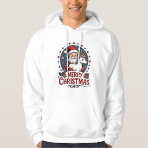 Vintage Merry Christmas Unicorn Santa Funny Christ Hoodie