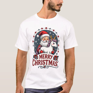 Vintage Merry Christmas Unicorn Santa Funny Christ T-Shirt