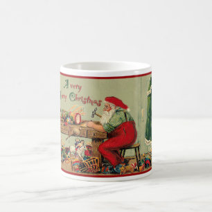 Vintage Merry Christmas with Santa's Workshop Coffee Mug