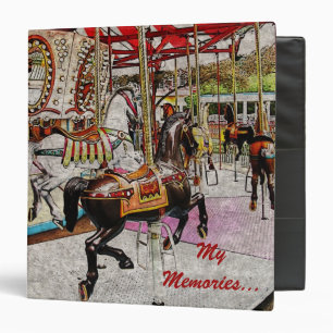 Vintage merry go round with running horses binder