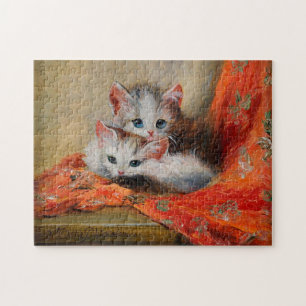 Vintage Meta Plückebaum's Cute Cat Oil Painting Jigsaw Puzzle