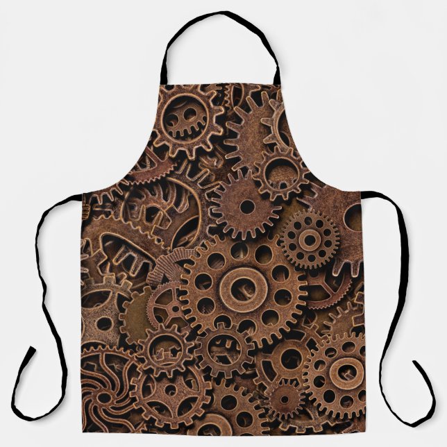 Vintage metal brass gears apron (Front)