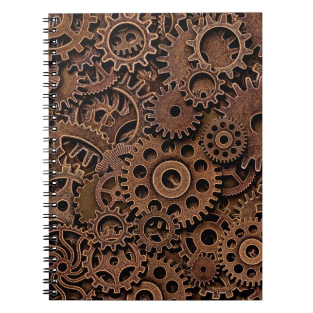 Vintage metal brass gears notebook (Front)