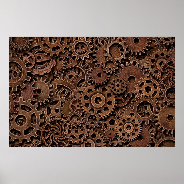 Vintage metal brass gears poster (Front)