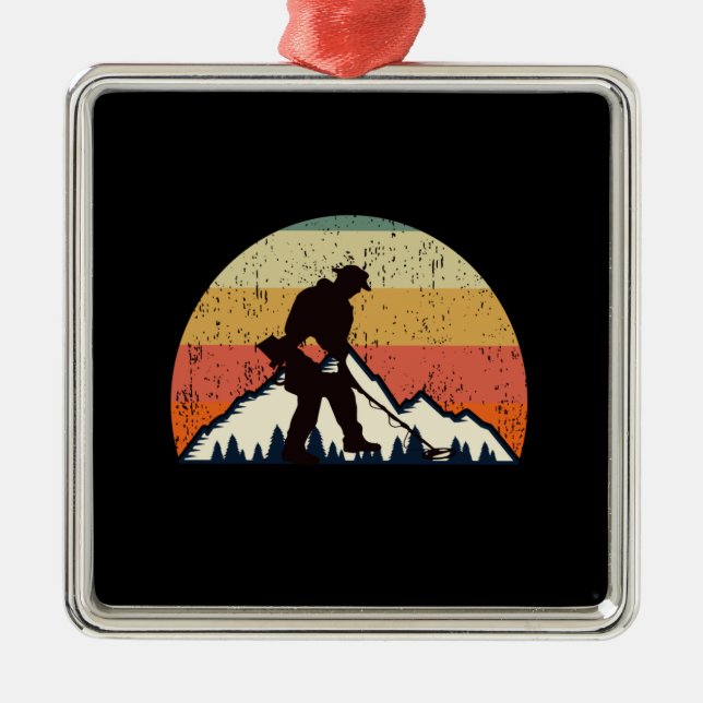 Vintage Metal Detectorist Metal Ornament (Front)