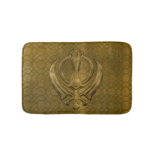 Vintage metal gold Khanda symbol Bath Mat