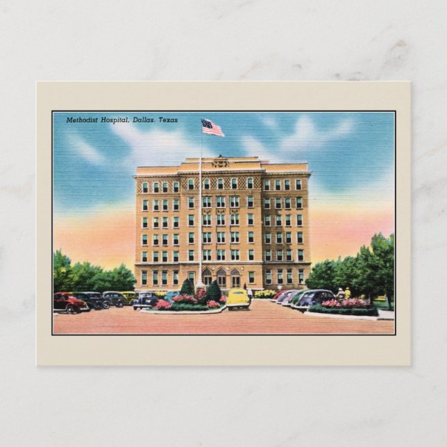 Vintage Methodist Hospital, Dallas TX Postcard (Front)