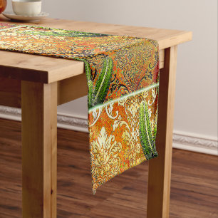 Vintage  Mexican Desert Cactus Short Table Runner