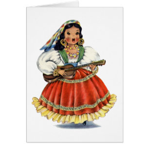 Vintage Mexican Girl Traditional Dress