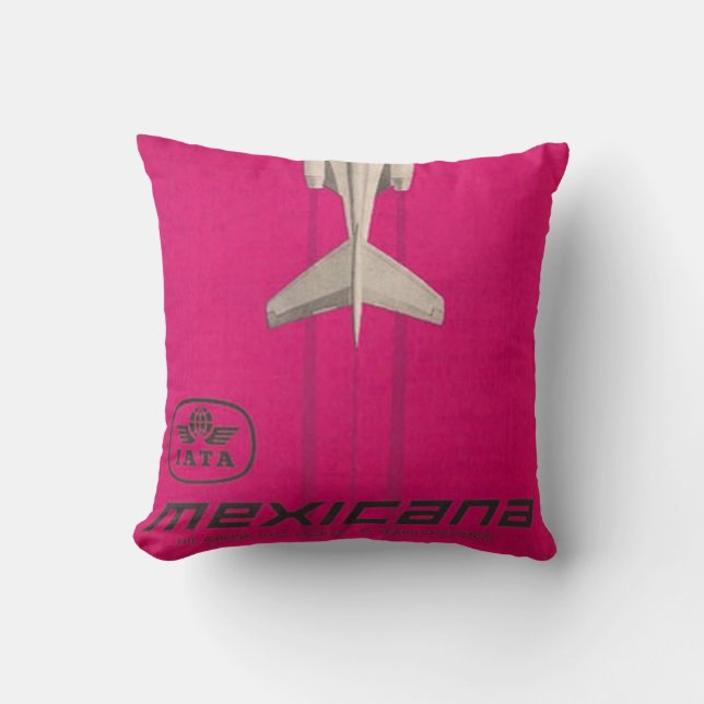 Vintage Mexicana Airline Throw Pillow (Front)