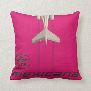 Vintage Mexicana Airline Throw Pillow