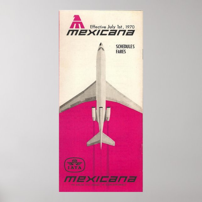 Vintage Mexicana Airline Travel Poster (Front)