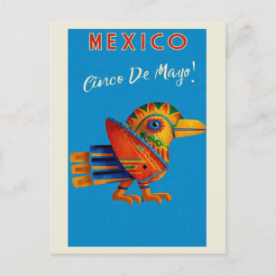 Vintage Mexico Colourful Bird Cinco De Mayo Postcard