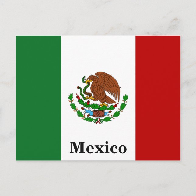 Vintage Mexico Flag Travel Tourism Postcard (Front)