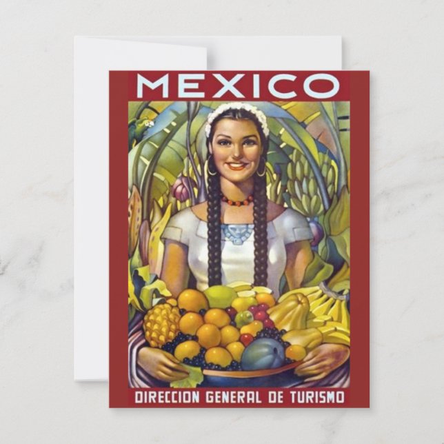 Vintage Mexico Travel Tourism Advertisement Card (Front)