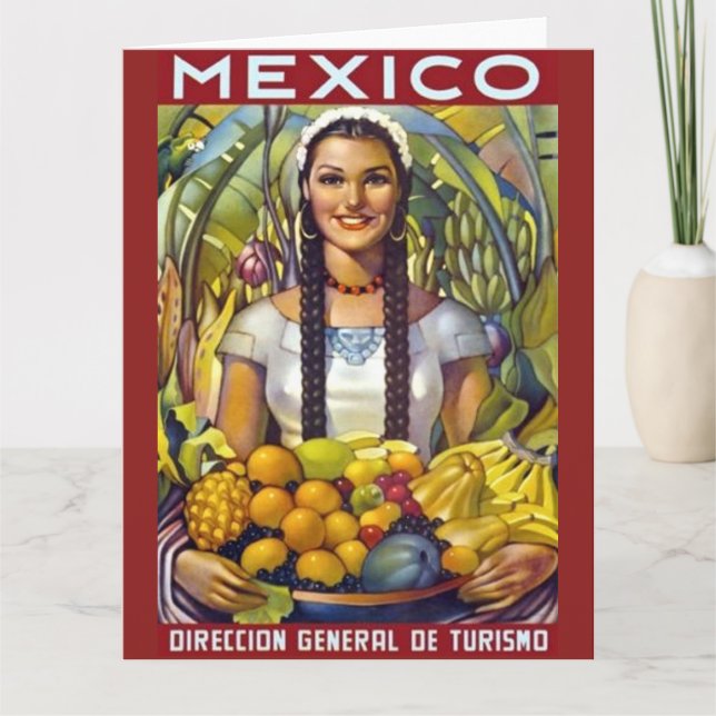Vintage Mexico Travel Tourism Advertisement Card (Front)