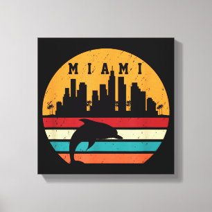 Vintage Miami 80s Dolphin Silhouette Souvenir Dolp Canvas Print