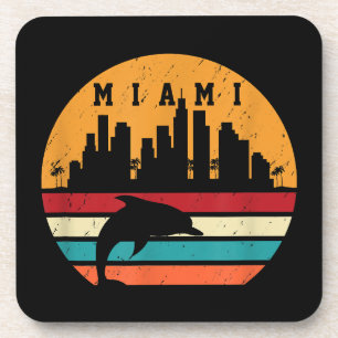 Vintage Miami 80s Dolphin Silhouette Souvenir Dolp Coaster