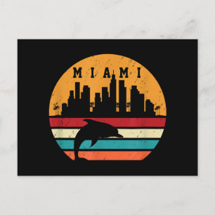 Vintage Miami 80s Dolphin Silhouette Souvenir Dolp Postcard