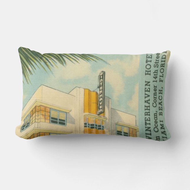 Vintage Miami Art Deco Lumbar Pillow (Front)
