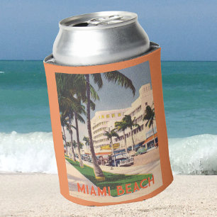 Vintage Miami Beach 1940s street Can Cooler