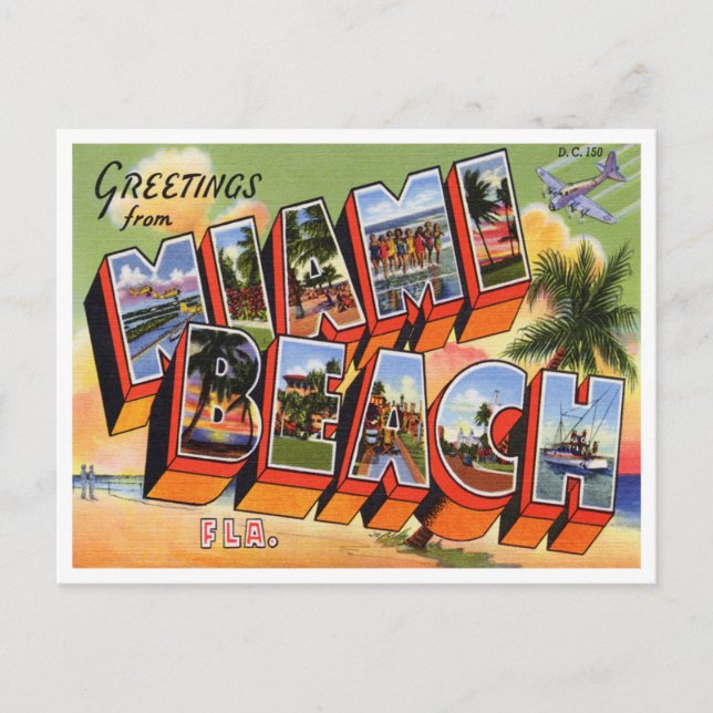 Vintage Miami Beach Announcement Postcard (Front)