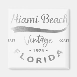 Vintage Miami-Beach-Florida Logo Grey Magnet