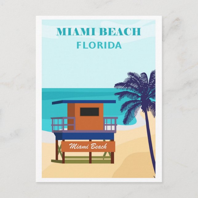 Vintage Miami Beach Florida Travel Postcard (Front)