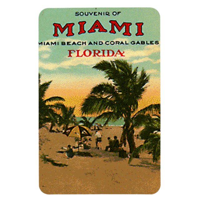 Vintage Miami Beach, Florida, USA - Magnet (Vertical)