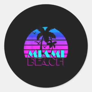 Vintage Miami Beach Novelty Tee Shirts, I Love Mia Classic Round Sticker