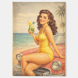 Vintage Miami Beach Pin-Up Girl Magnet 