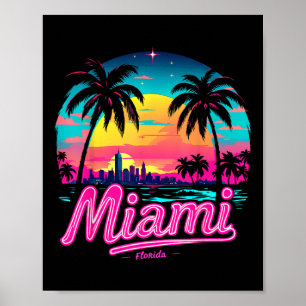Vintage Miami Beach – Retro 305 Florida Sunset Gra Poster