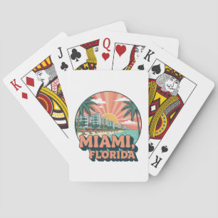 Vintage Miami Florida 80s Art Travel Logo Playing Cards
