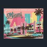Vintage Miami, Florida Postcard<br><div class="desc">Relive the golden era of Miami with this captivating vintage postcard featuring a retro-style image of the city’s iconic Art Deco architecture. The postcard offers a nostalgic glimpse into mid-20th century Miami, showcasing its vibrant, pastel-coloured buildings and the lively atmosphere of Miami Beach. With its classic design and exquisite detail,...</div>