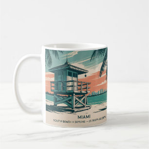 Vintage Miami Florida South Beach Skyline Travel Coffee Mug