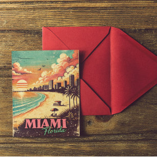 Vintage Miami Florida Travel Illustration Postcard