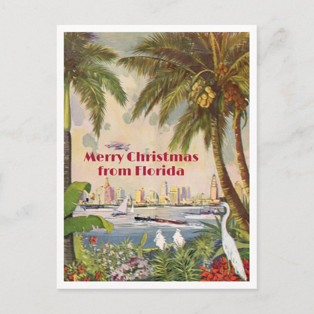 Vintage Miami Merry Christmas from Florida Postcard (Front)